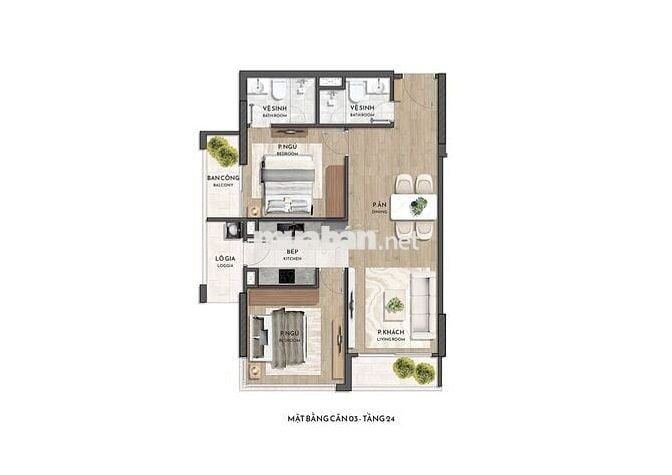 Bán CH 2PN + 2WC tại Jade Square, Vốn chỉ 1,5tỷ- 72m2, Phạm Văn Đồng