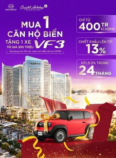 CĂN HỘ CRYSTAL VÂN ĐỒN-VIEW VỊNH SIÊU ĐẸP,CHỈ 2.3TỶ- TẶNG XE VF3 300TR