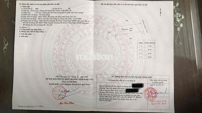 CC CẦN BÁN LỖ LÔ ĐẤT SAU LƯNG UỶ BAN EAKAO