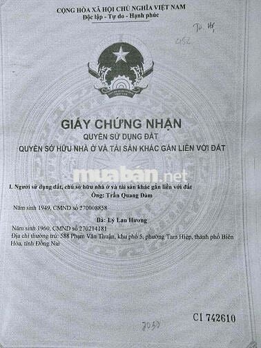 BÁN NHÀ PHƯỜNG TÂN PHONG. GẦN QUẢNG TRƯỜNG TỈNH ĐỒNG NAI