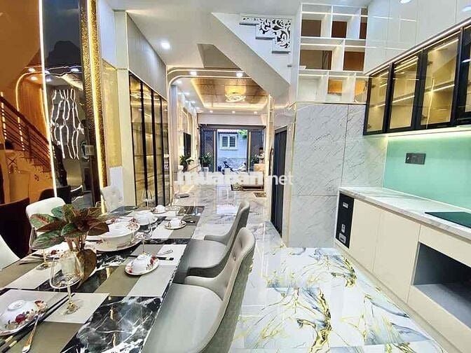 Nhà mới đẹp, P15, Huỳnh Văn Nghệ, xe hơi ngủ nhà, full nội thất, 7,99T