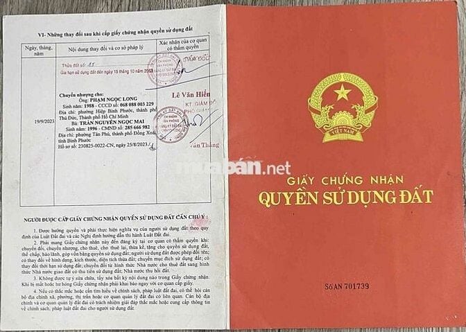 lô đất mặt tiền đường liên xã 40m tới , đường 8m
