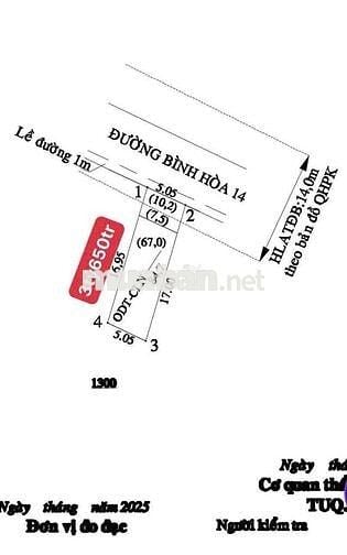 cần bán lô đất MT đường bình hoà 14 ngay cổng sau visip1 . DT 85m2