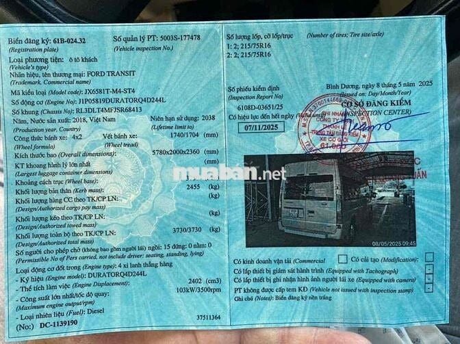 Ford Transit 2018 16 Chỗ 2.4 Diesel   -