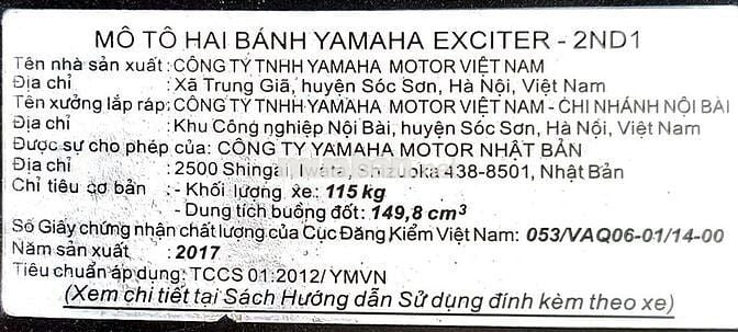 Exciter 150cc 2017 bs 82b1-54282