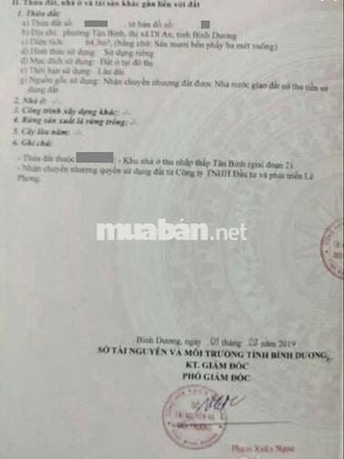 Đất KDC Lê Phong gần ngã tư Chiêu Liêu, phường Tân Bình, Tp Dĩ An