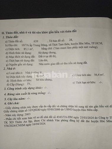 NHÀ CHÍNH CHỦ , HÓC MÔN , SỔ HỒNG CHÍNH CHỦ