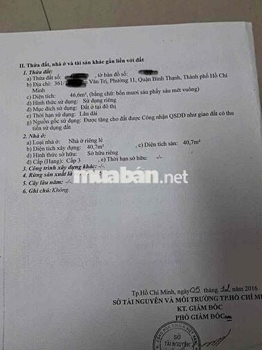 Cần bán gấp căn nhà chính chủ. đường phan văn trị. p11. hẻm 361/
