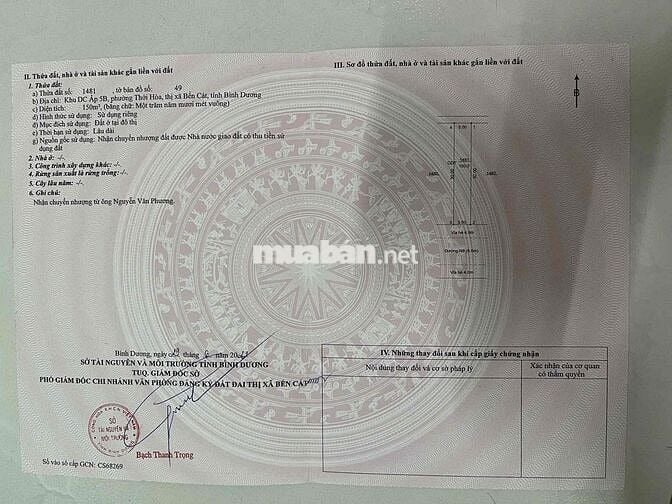 💥 Chính chủ bán nhanh đất Bến Cát – Thổ cư 100%, chỉ 2 tỷ 150