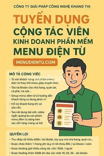 🌟 TUYỂN DỤNG CTV KINH DOANH PHẦN MỀM MENU ĐIỆN TỬ