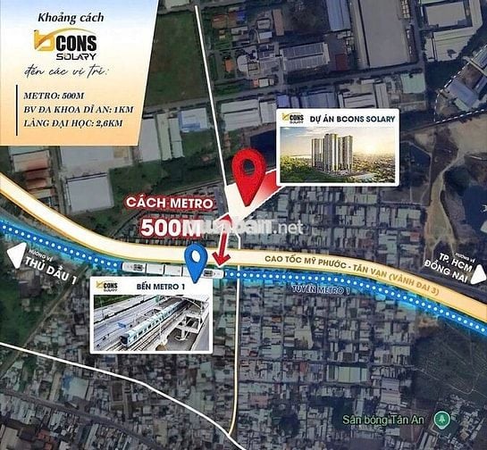 Bán Căn 2PN 2WC Bcons Solary Cạnh Metro số 1 Trả trước chỉ 318 Triệu