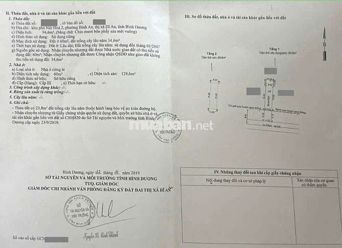 Nhà phố 95m hoàn công gần làng đại học quốc gia và BigC Go Dĩ An