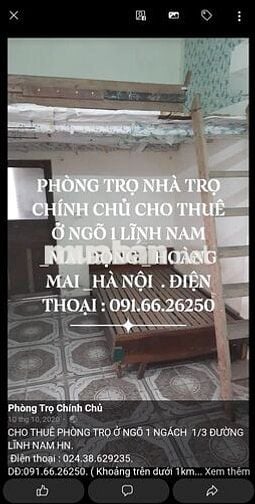 Phòng trọ chính chủ cho thuê trong ngõ 1 Lĩnh Nam HN
