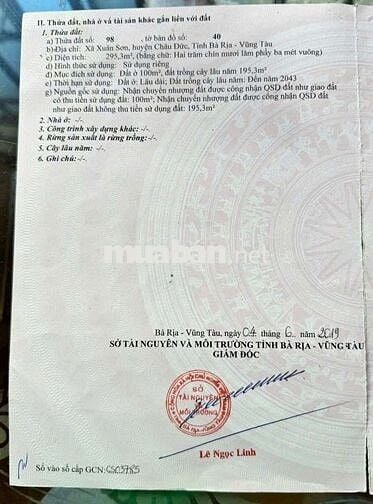 Bán đất mặt tiền nhưa 7x42mchâu đức bà Rịa vũng tàu 1ty250