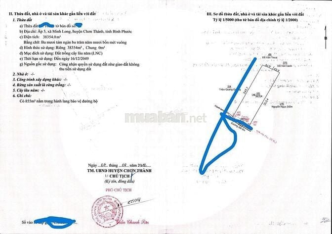 Đất Bình Phước Giáp Bìn Dương 38.500m  7.5 tỷ 1 hét  thu nhập 50t-70tr
