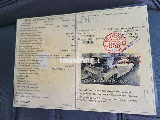 KIA MORNING Si 2015 SỐ SÀN, MÁY 1.25,KHÔNG KINH DV