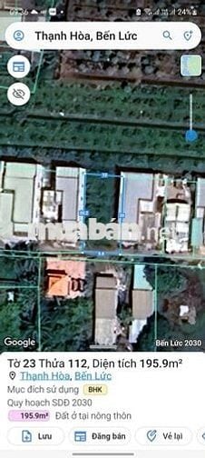Sang gấp đất 10m x 20m xã Thạnh Hoà, Bến Lức. Sổ hồng riêng