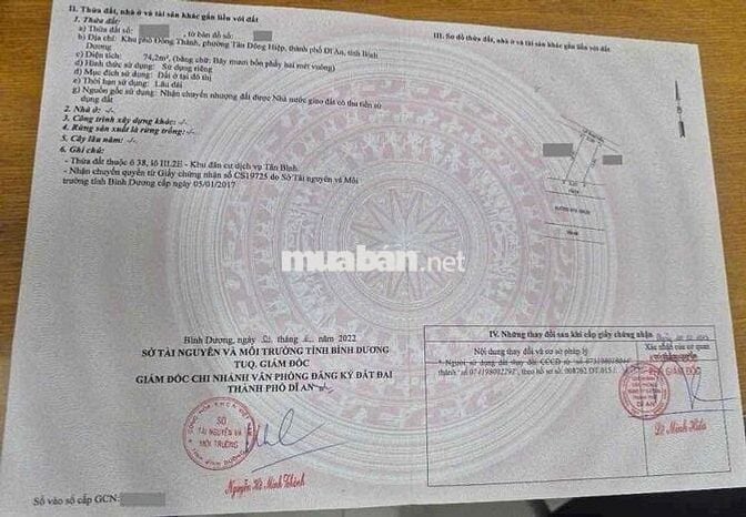 Đất mặt tiền Khu Biconsi, phường Tân Bình Tp Dĩ An