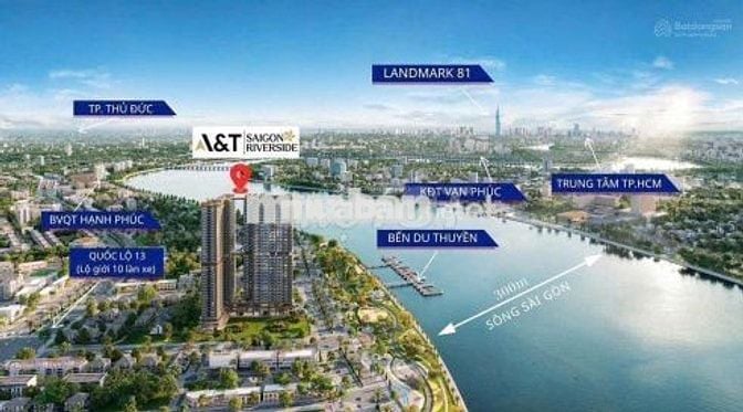 Căn hộ chung cư 2 phòng ngủ A&T Saigon Riverside giáp quận 7