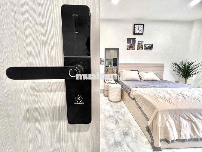 Căn hộ 1Pn vân tay, hầm xe, thang máy, an ninh, cửa sổ thoáng,gần Q1,3
