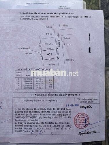 Ngang 6m dài 10 lê văn khương quận 12, hẻm ô tô né, 1.75 tỷ, đất cln