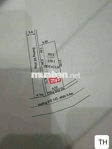 Bán đất lô góc 2 mặt tiền ĐX142 P.Chánh Hiệp giá rẻ chỉ 2 tỷ 3