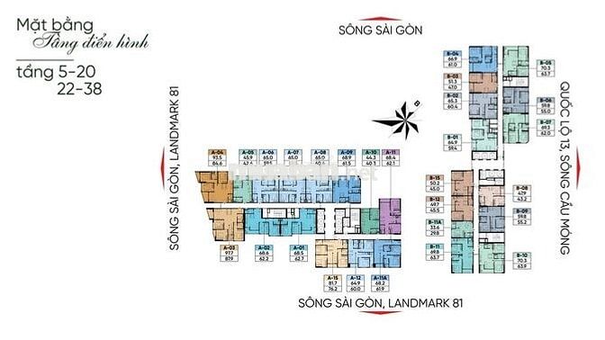Căn 1PN 44m2 trên QL13, 3 mặt view sông SG, TT 1%/tháng,LS 0%/24 tháng