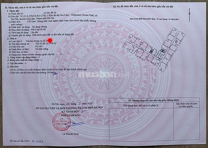 Ban công Đông Nam-Chính chủ bán căn hộ khu đô thị Vinhomes Ocean Park