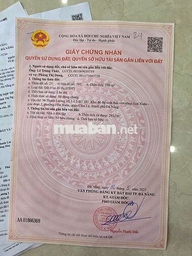 Bán nhà KĐT hoà xuân mặt đường 7,5m