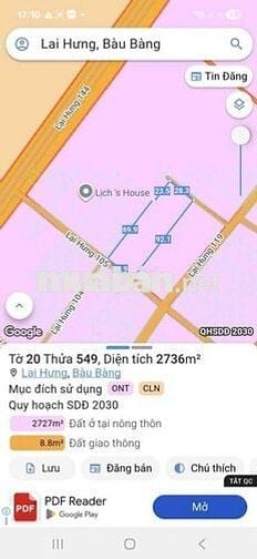 Đất Lai Hưng Bầu Bàng đường bê tông 5m thông 29x92. Thổ cư 200m2