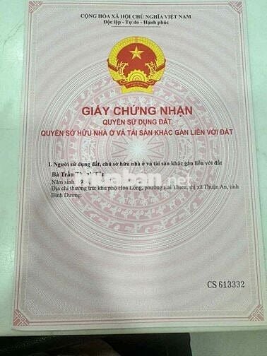 Bán nhà Lái Thiêu 63m2 sổ hồng tặng thêm 40m2 giấy tay dính liền kề