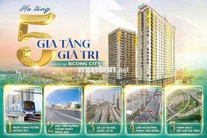 Căn hộ 3PN tại Bcons City chỉ 3,1 tỷ bao gồm VAT