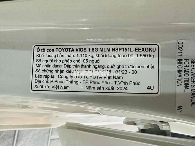 Toyota Vios 2024 G 1.5 CVT - 29000 km
