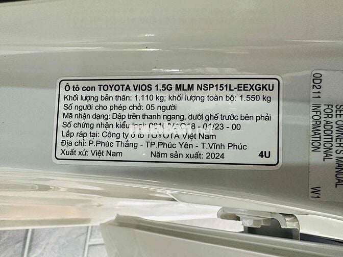 Toyota Vios 2024 G 1.5 CVT - 29000 km