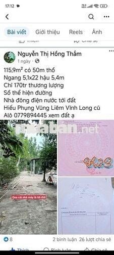 Bán nhà cũ gần cầu bưng trường, quốc lộ 53 vào hơn 1 cây số