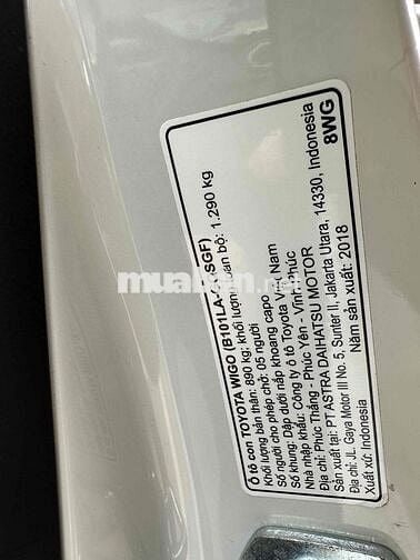 Toyota Wigo 2018 1.2 AT - tự động BH HÃNG