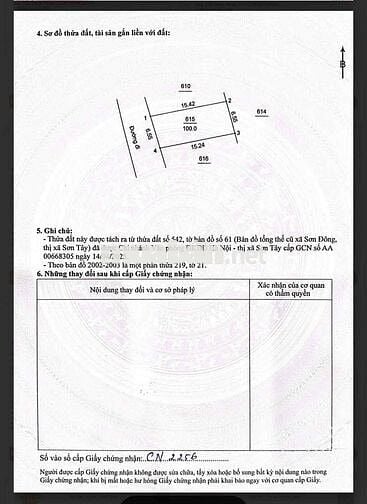 BÁN ĐẤT SỔ ĐỎ, DT 100m2, FULL THỔ CƯ. TẠI CỔ ĐÔNG, SƠN TÂY, HÀ NỘI
