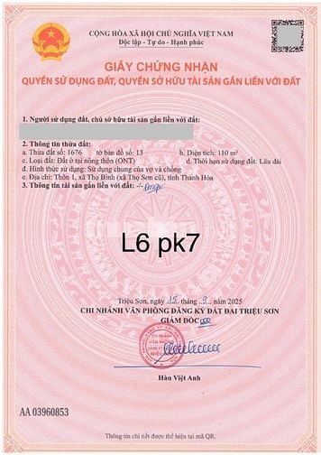Đất gần KCN Lam Sơn-Sao Vàng, Thanh Hóa.Giá 400tr-600tr/lô ,S(5x25m).