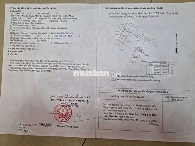 Bán nhà 1 trệt 1 lầu. Đường Hà Đặc .TMT. Quận 12