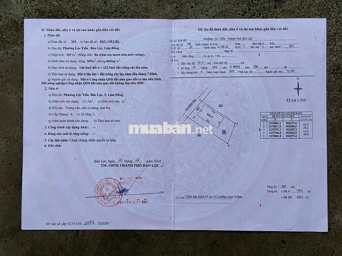 Nhà gỗ có hoàn công - Hẻm Phan Chu Trinh - Bảo Lộc DT 369m2 giá tốt