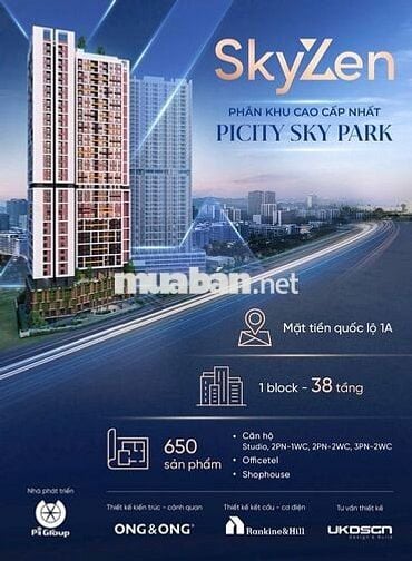 Căn 1PN 36m2 SkyZen trên QL1A, TT 25%/ đến khi nhận nhà, CK 120 triệu