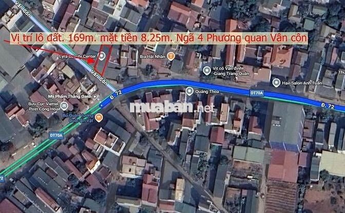 Sát Vành Đai 4, MP 72  Vân Côn, Hoài Đức: 170m2 MT 8.3m