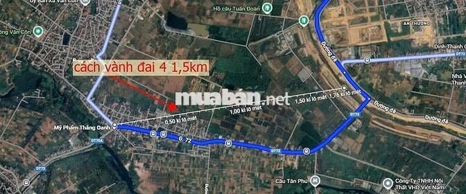 Sát Vành Đai 4, MP 72  Vân Côn, Hoài Đức: 170m2 MT 8.3m