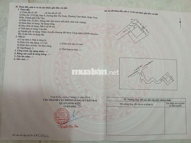 BÁN NHÀ TRỆT LẦU - CẬP VÁCH UBND Q.NK - KẾ BÊN CÔNG VIÊN & VINCOM HV