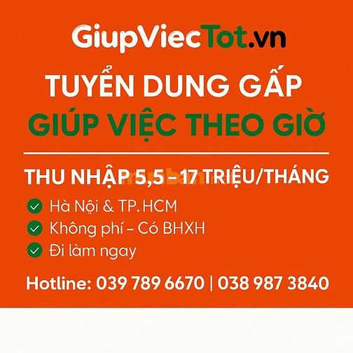 [Lương Cao] Tuyển dụng 7 tạp vụ, giúp việc nhà chính chủ uy tín