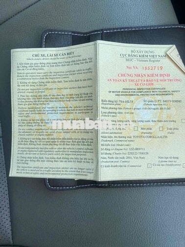 Toyota Corolla Altis 2001 1.8G  xe ngay ký ủy q