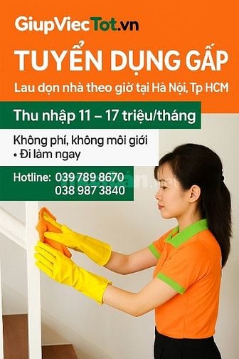 [Lương Cao] Tuyển dụng 7 tạp vụ, giúp việc nhà chính chủ uy tín