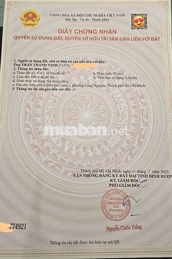 Giảm 100 triệu Khu nhà ở Sài Gòn land Phường long nguyên TP HCM