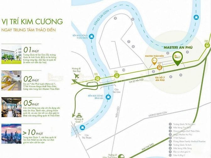 Căn hộ bán tại Masteri An Phú tầng cao gồm 2 phòng ngủ view đẹp 73m2