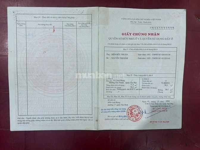 Bán nhà 3 tầng mặt tiền 81 Cách Mạng, Q. Tân Phú